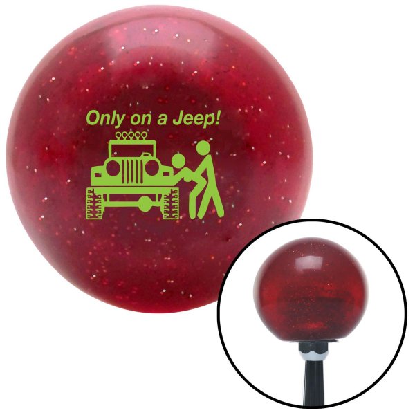 Green Only On A Jeep Red Metal Flake Shift Knob w M16x1.5 Insert